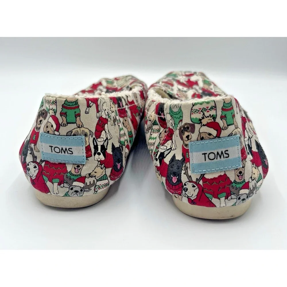 TOMS DOGS IN CHRISTMAS SWEATERS w/ Faux Shearling Womens Size‎ 9.5